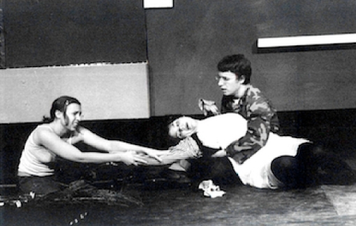 Judith Leopold, Jennifer Harris, and Jeffrey Marsh in Libby Emmons' Decomposition in Blue and White, directed by David Marcus